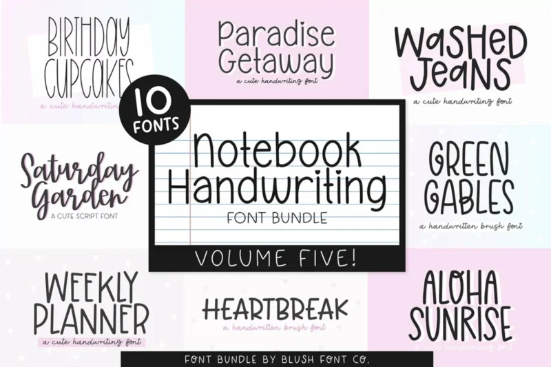 Notebook Handwriting Font Bundle From Blush Font Company