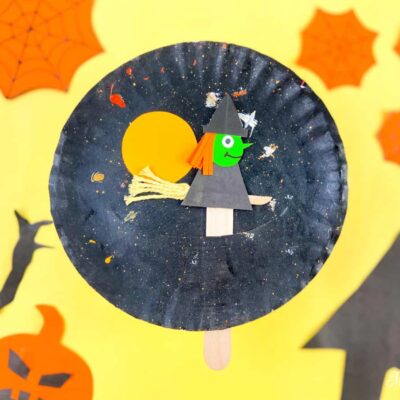 Witch Paper Plate Halloween Craft by Mama Cheaps
