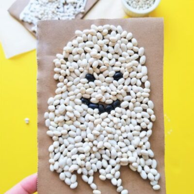Dried Bean Ghost Art by 123 Homeschool 4 Me