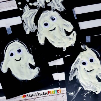 Shaving Cream Puff Paint Glowing Ghost Craft by A Little Pinch of Perfect