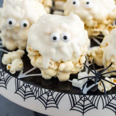 Ghost Marshmallow Popcorn Balls by Little Sunny Kitchen
