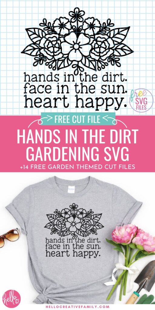 Download 14 Free Gardening SVG files including “Hands In The Dirt.” Perfect for Cricut shirts, totes, garden signs, and DIY gifts.